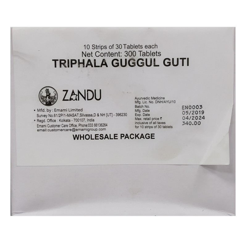 ZANDU TRIPHALA GUGUL GUTI 40 TABs